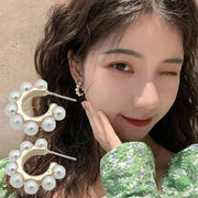 ピアス ハーフフープピアス レディース アクセサリー 上品 きれいめ 可愛い フェイクパール ハーフリング ビジュー プレゼント