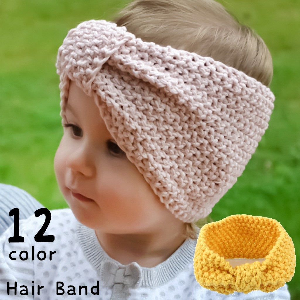 ヘアバンド ヘアアクセサリー ヘッドバンド ベビー 赤ちゃん キッズ 子ども用 女の子 ファッション小物 ニット 結び目 リボン キュート かわいい 単色 無地 おしゃれ イベント 写真撮影 お祝い 誕生日 赤 灰 青 ピンク 黄 ベージュ 白 緑 黒