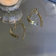 ピアス レディース ハート おしゃれ かわいい 揺れる スタッドピアス シルバーカラー ゴールドカラー 両耳 耳飾り