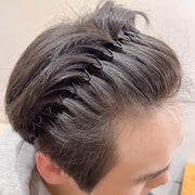 カチューシャ レディース メンズ ユニセックス ヘアアクセサリー 髪飾り オールバック 髪留め 前髪 洗顔 細め 波型 ウェーブ 単色 シンプル 黒 男女兼用