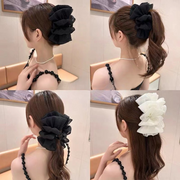 バンスクリップ レディース ヘアアクセサリー 大きめ 大ぶり シュシュ風 リボン風 ふわふわ 存在感 個性的 かわいい おしゃれ フェミニン 女性 大人女子