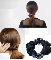シュシュ レディース ヘアアクセサリー 女性 髪飾り 髪留め まとめ髪 ヘアゴム ヘアアレンジ 花 フラワーモチーフ キラキラ ビーズ玉 お団子 無地 可愛い おしゃれ