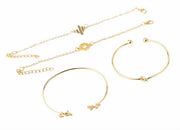 ブレスレット バングル 4本セット レディース 女性 アクセサリー 重ね付け リーフ サボテン 細め 華奢 上品 高見え 高級感 シンプル ファッション小物