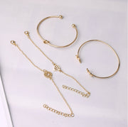 ブレスレット バングル 4本セット レディース 女性 アクセサリー 重ね付け リーフ サボテン 細め 華奢 上品 高見え 高級感 シンプル ファッション小物