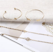 ブレスレット バングル 4本セット レディース 女性 アクセサリー 重ね付け リーフ サボテン 細め 華奢 上品 高見え 高級感 シンプル ファッション小物