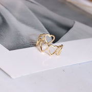 オープンリング 指輪 レディース 女性 アクセサリー 幅広 ハート シンプル ゴールドカラー シルバーカラー お洒落 カジュアル 可愛い お出かけ 普段使い デイリー 贈り物 誕生日 ギフト プレゼント ファッション小物 フリーサイズ