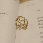 オープンリング 指輪 レディース 女性 アクセサリー 幅広 ハート シンプル ゴールドカラー シルバーカラー お洒落 カジュアル 可愛い お出かけ 普段使い デイリー 贈り物 誕生日 ギフト プレゼント ファッション小物 フリーサイズ