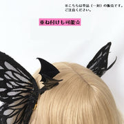 ヘアクリップ レディース ヘアアクセサリー コスプレ 悪魔 デビル 蝶々 ブラック 2個セット ゴスロリ フェミニン 可愛い ギフト プレゼント