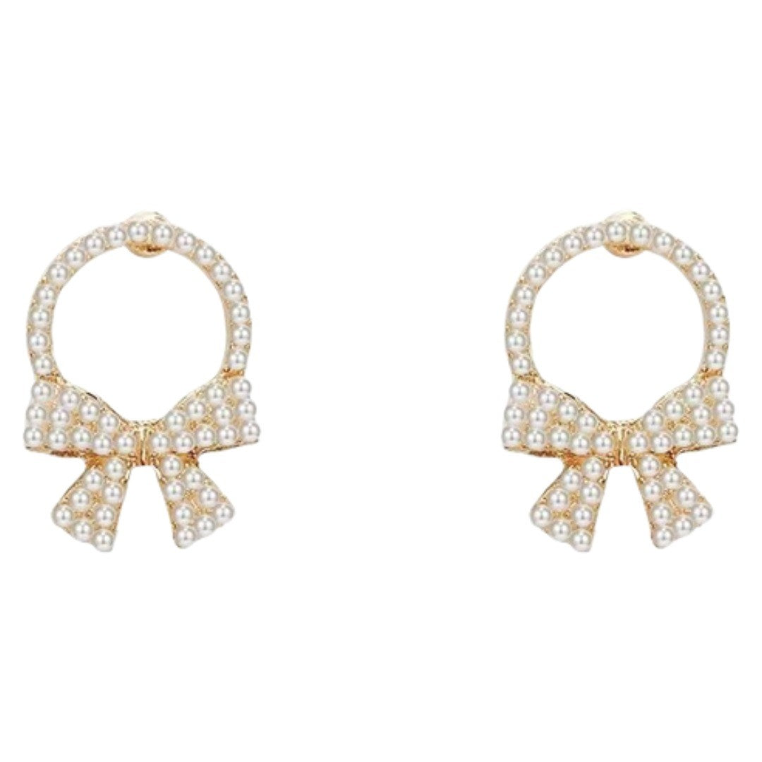 スタッドピアス アクセサリー レディース 女性用 ファッション小物 フェイクパール リボン サークル ラウンド 蝶々結び おしゃれ かわいい エレガント 上品 プレゼント ギフト 誕生日 記念日 デイリー お出かけ