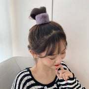 髪ゴム ヘアゴム レディース 女性 ヘアアクセサリー ファッション雑貨 飾り付き フェイクファー ふわふわ もこもこ 無地 ピンク ブラック オフホワイト シンプル カジュアル かわいい キュート