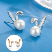 スタッドピアス レディース アクセサリー 耳飾り うさぎ 兎 パール調 ラインストーン ビジュー 華奢 小さめ 可愛い おしゃれ