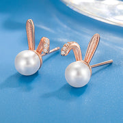 スタッドピアス レディース アクセサリー 耳飾り うさぎ 兎 パール調 ラインストーン ビジュー 華奢 小さめ 可愛い おしゃれ