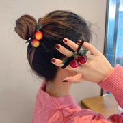 ヘアゴム サクランボ チェリー 髪ゴム ヘアアクセサリー レディース キッズ 女性用 子供用 女の子 リボン ドット柄 水玉 髪留め まとめ髪 髪飾り ヘアアレンジ おしゃれ かわいい プレゼント ギフト さくらんぼ