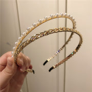 カチューシャ レディース パール調 フェイクパール 華やか ヘッドアクセサリー 可愛い きれいめ 上品 キラキラ おしゃれ ゴールドカラー メタル チェーン ドレス フォーマル 普段使い 成人式 結婚式