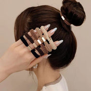 ヘアゴム 5本セット 髪ゴム ツイスト編みデザイン ヘアアクセサリー レディース 女性用 髪留め まとめ髪 髪飾り シンプル おしゃれ かわいい アースカラー ブラック ブラウン 黒 茶色 ベージュ プレゼント ギフト