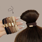 ヘアゴム 5本セット 髪ゴム ツイスト編みデザイン ヘアアクセサリー レディース 女性用 髪留め まとめ髪 髪飾り シンプル おしゃれ かわいい アースカラー ブラック ブラウン 黒 茶色 ベージュ プレゼント ギフト