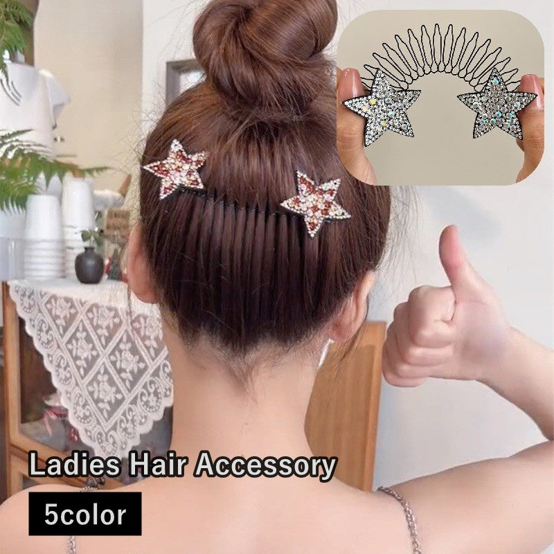 ヘアコーム 後ろ髪ヘアクリップ ヘアピン レディース 女性 ヘアアクセサリー 髪飾り まとめ髪 ラインストーン 星型 髪留め かわいい おしゃれ