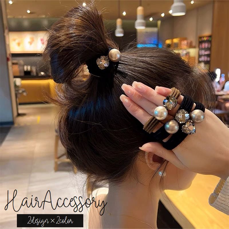 ヘアゴム レディース 女性用 ヘアアクセサリー 髪ゴム ラインストーン パール調 ハート まとめ髪 ヘアアレンジ おしゃれ かわいい