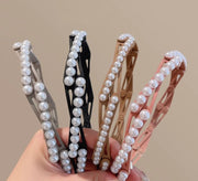 カチューシャ レディース ヘアアクセサリー 髪飾り 髪留め 折りたたみ 伸縮式 パール風 ヘアアレンジ おしゃれ 携帯 持ち運び