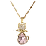 ネコモチーフネックレス アクセサリー レディース 女性用 ラインストーン 猫モチーフ ネコ かわいい おしゃれ ギフト 記念日 誕生日 プレゼント 贈り物 ファッション小物 婦人用
