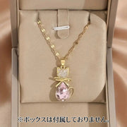 ネコモチーフネックレス アクセサリー レディース 女性用 ラインストーン 猫モチーフ ネコ かわいい おしゃれ ギフト 記念日 誕生日 プレゼント 贈り物 ファッション小物 婦人用