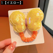 ヘアゴム 髪ゴム キッズ 子供 子ども 女の子 髪留め 髪飾り ヘアアクセサリー スパンコール リボン風 かわいい 可愛い おしゃれ カラバリ豊富 お出かけシーン パーティー