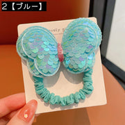 ヘアゴム 髪ゴム キッズ 子供 子ども 女の子 髪留め 髪飾り ヘアアクセサリー スパンコール リボン風 かわいい 可愛い おしゃれ カラバリ豊富 お出かけシーン パーティー