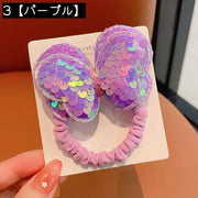 ヘアゴム 髪ゴム キッズ 子供 子ども 女の子 髪留め 髪飾り ヘアアクセサリー スパンコール リボン風 かわいい 可愛い おしゃれ カラバリ豊富 お出かけシーン パーティー