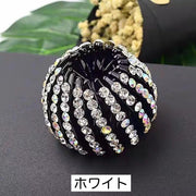 ヘアクリップ ポニーリング レディース ヘアアクセサリー 髪飾り 髪留め ラインストーン キラキラ ヘアアレンジ まとめ髪 シニヨン お団子 可愛い