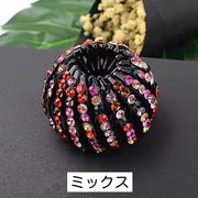 ヘアクリップ ポニーリング レディース ヘアアクセサリー 髪飾り 髪留め ラインストーン キラキラ ヘアアレンジ まとめ髪 シニヨン お団子 可愛い