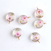 チャーム 2個セット アクセサリーパーツ ピアスパーツ イヤリング ドライフラワー 手芸用品 クラフト材料 アクセサリーキット かわいい ハンドメイド 手作り