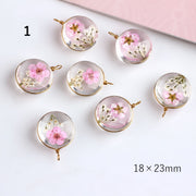 チャーム 2個セット アクセサリーパーツ ピアスパーツ イヤリング ドライフラワー 手芸用品 クラフト材料 アクセサリーキット かわいい ハンドメイド 手作り