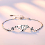 ブレスレット アクセサリー レディース 女性 婦人 ラインストーン ハート ダブルハート love ビジュー おしゃれ かわいい ギフト プレゼント