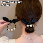 ヘアゴム 髪ゴム レディース 女性 リボン フェイクパール パール調 まとめ髪 髪留め ヘアアクセサリー 髪飾り ヘアアレンジ 可愛い おしゃれ ポニーテール お団子