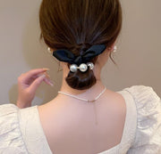 ヘアゴム 髪ゴム レディース 女性 リボン フェイクパール パール調 まとめ髪 髪留め ヘアアクセサリー 髪飾り ヘアアレンジ 可愛い おしゃれ ポニーテール お団子