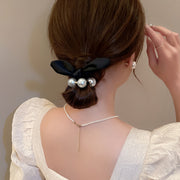 ヘアゴム 髪ゴム レディース 女性 リボン フェイクパール パール調 まとめ髪 髪留め ヘアアクセサリー 髪飾り ヘアアレンジ 可愛い おしゃれ ポニーテール お団子