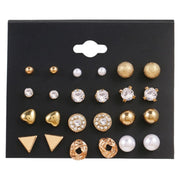 ピアス スタッドピアス 12ペア24個セット レディース アクセサリー ラインストーン フェイクパール プレゼント 母の日ギフト