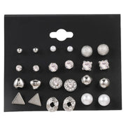 ピアス スタッドピアス 12ペア24個セット レディース アクセサリー ラインストーン フェイクパール プレゼント 母の日ギフト