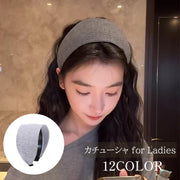 カチューシャ レディース ヘアアクセサリー ヘアターバン ヘアバンド ヘッドバンド風 幅広 太め 縞々 しましま リブ シンプル ワイド かわいい おしゃれ ヘアアレンジ 女性 大人女子