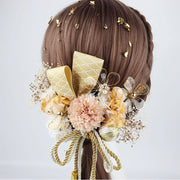 髪飾り 15点セット ヘアアクセサリー ピン 簪 かんざし 髪留め 金箔付き 花 和風 和装 着物 浴衣 振袖 袴 成人式 卒業式 七五三 結婚式 レッド ゴールドカラー
