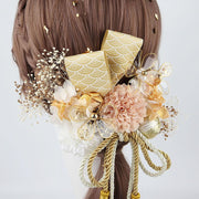 髪飾り 15点セット ヘアアクセサリー ピン 簪 かんざし 髪留め 金箔付き 花 和風 和装 着物 浴衣 振袖 袴 成人式 卒業式 七五三 結婚式 レッド ゴールドカラー