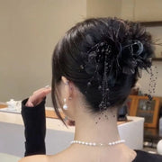 ヘアクリップ バンスクリップ レディース ヘアアクセサリー まとめ髪 ヘアアレンジ 髪飾り 髪留め 結婚式 パーティー パール調 ふわふわ 挟む 簡単 女性用 婦人用