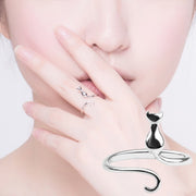 指輪 オープンリング フロントオープン アクセサリー レディース 猫 ネコ かわいい キュート 大人可愛い プレゼント ギフト 贈り物 女性用 婦人用 ファッション小物