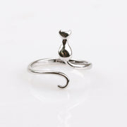 指輪 オープンリング フロントオープン アクセサリー レディース 猫 ネコ かわいい キュート 大人可愛い プレゼント ギフト 贈り物 女性用 婦人用 ファッション小物