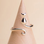指輪 オープンリング フロントオープン アクセサリー レディース 猫 ネコ かわいい キュート 大人可愛い プレゼント ギフト 贈り物 女性用 婦人用 ファッション小物