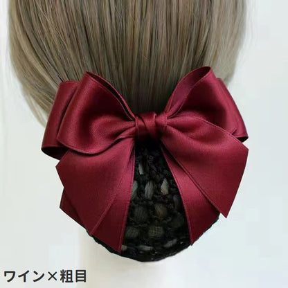 バレッタ ヘアネット付き レディース シニヨンヘア お団子ヘア リボン 商品画像2