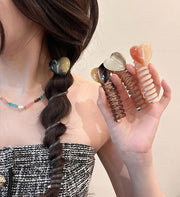 コイルポニー レディース ヘアアクセサリー スパイラルポニー ヘアゴム ハート マーブル グラデーション べっ甲風 かわいい おしゃれ キュート フェミニン 女性 大人女子 まとめ髪 髪飾り