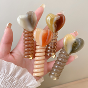 コイルポニー レディース ヘアアクセサリー スパイラルポニー ヘアゴム ハート マーブル グラデーション べっ甲風 かわいい おしゃれ キュート フェミニン 女性 大人女子 まとめ髪 髪飾り