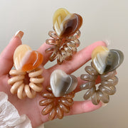 コイルポニー レディース ヘアアクセサリー スパイラルポニー ヘアゴム ハート マーブル グラデーション べっ甲風 かわいい おしゃれ キュート フェミニン 女性 大人女子 まとめ髪 髪飾り