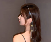 カチューシャ レディース 女性用 ヘアアクセサリー 髪飾り ヘアアレンジ チェーン付き 蝶 チョウ フェイクパール 華奢 揺れる ゴールドカラー シルバーカラー かわいい おしゃれ 大人可愛い 華やか 普段使い イベント